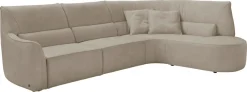 Egoitaliano Ecksofa »Puffy, extravagant & edel, Retro Designsofa, hoher Sitzkomfort, L-Form« mit Ottomane, wahlweise mit und ohne elektrischer Relaxfunktion
