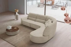 Egoitaliano Ecksofa »Puffy, extravagant & edel, Retro Designsofa, hoher Sitzkomfort, L-Form« mit Ottomane, wahlweise mit und ohne elektrischer Relaxfunktion