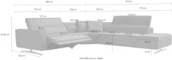 Egoitaliano Ecksofa »Stefanie-e, Designsofa der Extraklasse, bequem mit hohem Sitzkomfort« mit Relaxfunktion und verstellbaren Kopfteilelementen