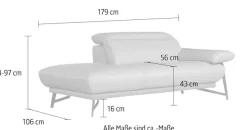 Egoitaliano Ottomane »Anais, erstklassiges Designsofa, Breite 179 cm, Fußfarbe chrom« Kopfteil verstellbar, Luxus-Microfaser Lederoptik, opal grau