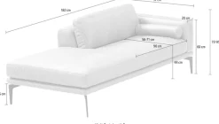 Egoitaliano Ottomane »Masu, Design trifft super Sitzkomfort, mit toller Detailverarbeitung« Rückenkissen und Armteilrolle für mehr Komfort, mit Metallfüßen