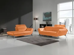 Egoitaliano Polstergarnitur »Sueli« Set,bestehend aus Sofa und Recamiere, Kopfteilverstellung, Bezug Leder
