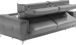 Egoitaliano Schlafsofa »Francine Designsofa, Loungesofa mit Dauerschlaffunktion, Breite 233 cm« Bettfunktion, Luxus-Microfaser Lederoptik, steingrau, Fußfarbe chrom