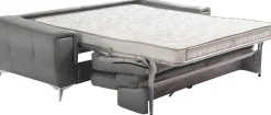 Egoitaliano Schlafsofa »Francine Designsofa, Loungesofa mit Dauerschlaffunktion, Breite 233 cm« Bettfunktion, Luxus-Microfaser Lederoptik, steingrau, Fußfarbe chrom