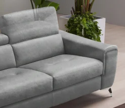 Egoitaliano Schlafsofa »Francine Designsofa, Loungesofa mit Dauerschlaffunktion, Breite 233 cm« Bettfunktion, Luxus-Microfaser Lederoptik, steingrau, Fußfarbe chrom