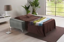 Egoitaliano Schlafsofa »Francine Designsofa, Loungesofa mit Dauerschlaffunktion, Breite 233 cm« Bettfunktion, Luxus-Microfaser Lederoptik, steingrau, Fußfarbe chrom