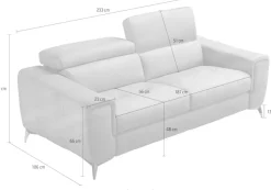 Egoitaliano Schlafsofa »Francine Designsofa, Loungesofa mit Dauerschlaffunktion, Breite 233 cm« Bettfunktion, Luxus-Microfaser Lederoptik, steingrau, Fußfarbe chrom
