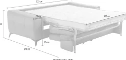 Egoitaliano Schlafsofa »Francine Designsofa, Loungesofa mit Dauerschlaffunktion, Breite 233 cm« Bettfunktion, Luxus-Microfaser Lederoptik, steingrau, Fußfarbe chrom