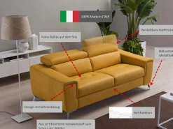 Egoitaliano Schlafsofa »Francine Designsofa, Loungesofa mit Dauerschlaffunktion, Breite 233 cm« Bettfunktion, Luxus-Microfaser Lederoptik, steingrau, Fußfarbe chrom