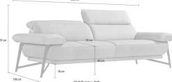 Egoitaliano 2,5-Sitzer »Anais, Designsofa mit erstklassigem Sitzkomfort, Fußfarbe schattengrau« Kopfteil verstellbar, 232 cm, Luxus-Microfaser Lederoptik, marsala