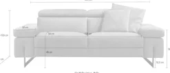 Egoitaliano 2,5-Sitzer »Candice, elegant und edel, hochwertiges Designsofa, bequem« Kopfteile manuell verstellbar, titanumfarbene Kufenfüße