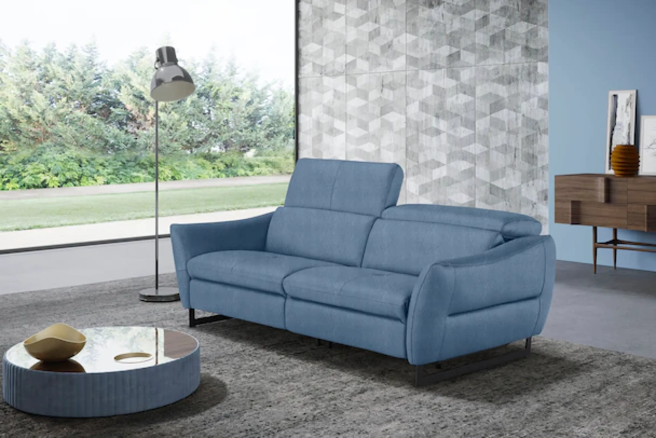 Egoitaliano 2,5-Sitzer »Dafne, elegantes Designsofa mit hohem Sitzkomfort« wahlw. mit elektrischer Relaxfunktion, Kopfteile manuell verstellbar