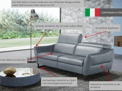 Egoitaliano 2,5-Sitzer »Dafne, elegantes Designsofa mit hohem Sitzkomfort« wahlw. mit elektrischer Relaxfunktion, Kopfteile manuell verstellbar