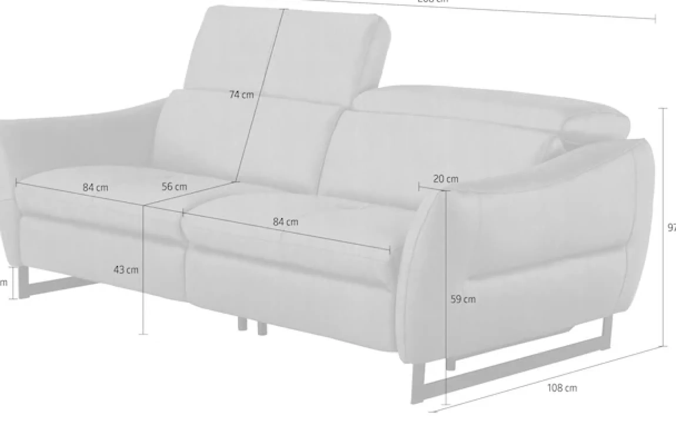 Egoitaliano 2,5-Sitzer »Dafne, elegantes Designsofa mit hohem Sitzkomfort« wahlw. mit elektrischer Relaxfunktion, Kopfteile manuell verstellbar