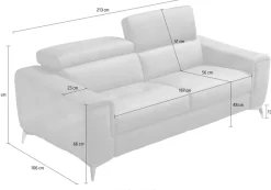 Egoitaliano 2,5-Sitzer »Francine, Designsofa, Loungesofa, Breite 213 cm, Fußfarbe chrom« Designfuß, Luxus-Microfaser Lederoptik, cognac