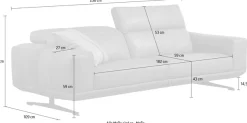 Egoitaliano 2,5-Sitzer »Gloria, super bequem und hochwertige Verarbeitung, edles Design« beidseitig verstellbare Rückenelemente, mit Metallfüßen