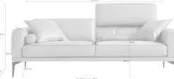 Egoitaliano 2,5-Sitzer »Masu, Designsofa mit erstklassigem Sitzkomfort, Breite 218cm« inkl. 2 Kissenrollen, Rückenelemente manuell verstellbar, Metallfüße