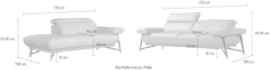 Egoitaliano Sofa »Anais, Design mit hohem Sitzkomfort, Fußfarbe schattengrau« Set, Kopfteil verstellbar, Luxus-Microfaser Lederoptik, brandy