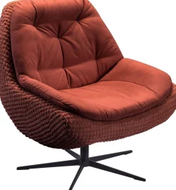 exxpo - sofa fashion Drehsessel »Dim, Loungesessel im Materialmix, Design und Komfort, Solitärmöbel« Drehsessel bequem gepolstert mit elegantem Metall-Sternfuss