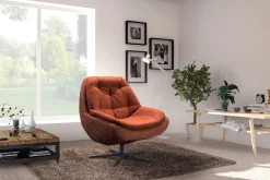exxpo - sofa fashion Drehsessel »Dim, Loungesessel im Materialmix, Design und Komfort, Solitärmöbel« Drehsessel bequem gepolstert mit elegantem Metall-Sternfuss