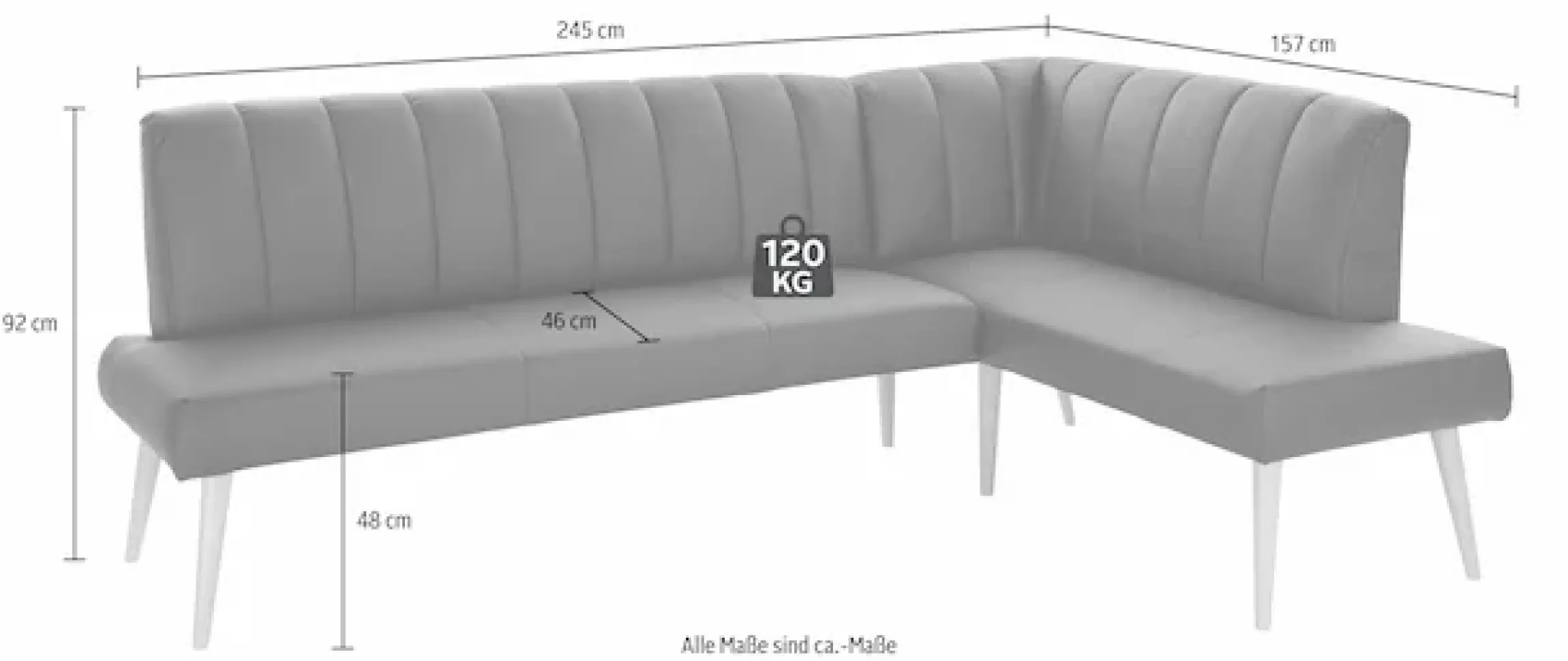 exxpo - sofa fashion Eckbank »Costa, moderne Rückensteppung, bequem und elegant, hoher Holzfuß« hochwertig verarbeitet, Frei im Raum stellbar