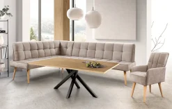 exxpo - sofa fashion Eckbank »Latte« moderne Sitz- und Rückensteppung, bequem und elegant, hoher Holzfuß