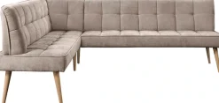 exxpo - sofa fashion Eckbank »Latte« moderne Sitz- und Rückensteppung, bequem und elegant, hoher Holzfuß