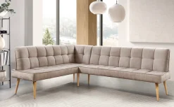 exxpo - sofa fashion Eckbank »Latte« moderne Sitz- und Rückensteppung, bequem und elegant, hoher Holzfuß