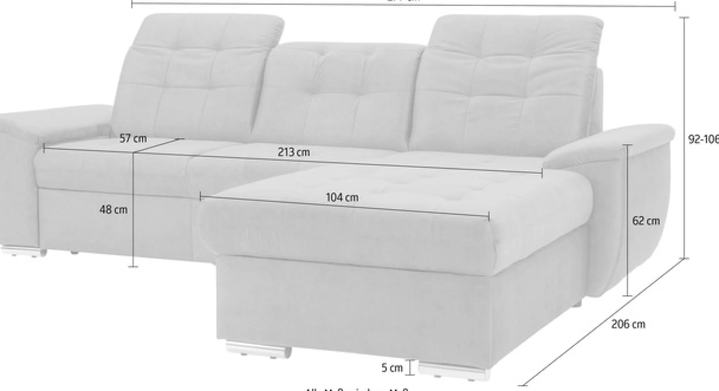 exxpo - sofa fashion Ecksofa »Derby Inkl. Kopfteilverstellung, wahlw. Bett & Bettkasten, L-Form« EXTRA an Komfort zum Relaxen, Entspannen und Wohlfühlen