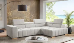 exxpo - sofa fashion Ecksofa »Elianos, hoher Sitzkomfort, aufwendige Kreuzsteppung im Sitz, L-Form« Kopfteile & Sitztiefe verstellbar, ohne Bettfunktion