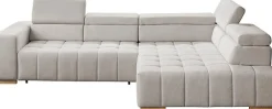 exxpo - sofa fashion Ecksofa »Elianos, hoher Sitzkomfort, aufwendige Kreuzsteppung im Sitz, L-Form« Kopfteile & Sitztiefe verstellbar, ohne Bettfunktion