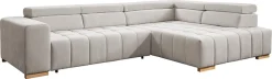 exxpo - sofa fashion Ecksofa »Elianos, hoher Sitzkomfort, aufwendige Kreuzsteppung im Sitz, L-Form« Kopfteile & Sitztiefe verstellbar, ohne Bettfunktion