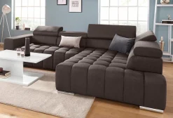 exxpo - sofa fashion Ecksofa »Elias, aktuelle Kreuzsteppung im Sitz, bequem, Breite 307cm, L-Form« mit Kopf- bzw. Rückenverstellung, wahlweise mit Bettfunktion