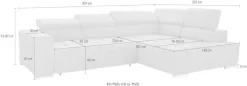 exxpo - sofa fashion Ecksofa »Elias, aktuelle Kreuzsteppung im Sitz, bequem, Breite 307cm, L-Form« mit Kopf- bzw. Rückenverstellung, wahlweise mit Bettfunktion