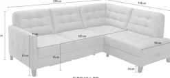 exxpo - sofa fashion Ecksofa »Elio, kompakt & bequem, zeitloses Design, Breite 228cm, L-Form« wahlweise mit Bettfunktion und Bettkasten