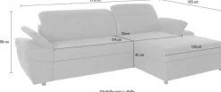 exxpo - sofa fashion Ecksofa »Kyoto, inkl. Kopfteil- und Armteilverstellung, hoher Sitzkomfort« wahlweise mit Bettfunktion und Bettkasten, hochwertige Bezüge, L-Form