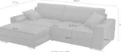 exxpo - sofa fashion Ecksofa »Larnaca, inkl. Bettfunktion & Bettkasten, bequem, Breite 269cm« mit extrabreiten Rückenkissen und 2 Zierkissen