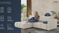 exxpo - sofa fashion Ecksofa »Livonia, B/T: 260/187, modern & praktisch für kleine Räume« Mit Bettfunktion & Bettkasten,hoher Sitzkomfort,inkl. Steppung, L-Form
