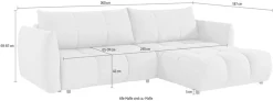 exxpo - sofa fashion Ecksofa »Livonia, B/T: 260/187, modern & praktisch für kleine Räume« Mit Bettfunktion & Bettkasten,hoher Sitzkomfort,inkl. Steppung, L-Form