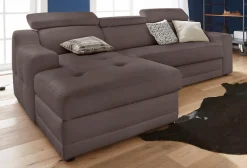 exxpo - sofa fashion Ecksofa »Lotos, bequem und funktionell, Federkern, Breite 242cm, L-Form« mit Kopf- bzw. Rückenverstellung, wahlweise mit Bettfunktion