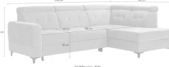 exxpo - sofa fashion Ecksofa »Monte, Kopfteile verstellbar, optional mit Bettfunktion & Bettkasten« L- Form, mit Kopfteilverstellung, optional Bettfunktion und Bettkasten