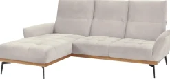 exxpo - sofa fashion Ecksofa »Palic, inkl. Rückenverstellung, bequem, elegant, Breite 245cm, L-Form« vom Sofa zum Hochlehner. Hohe Füße und Holzblende als Designmerkmal
