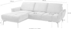 exxpo - sofa fashion Ecksofa »Palic, inkl. Rückenverstellung, bequem, elegant, Breite 245cm, L-Form« vom Sofa zum Hochlehner. Hohe Füße und Holzblende als Designmerkmal