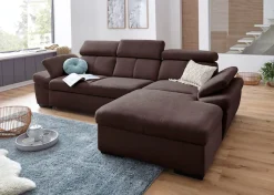 exxpo - sofa fashion Ecksofa »Salerno, inkl. Arm-& Kopfteilverstellung, bequem, Breite 280cm, L-Form« wahlweise mit Bettfunktion und Bettkasten, tolle Detailverarbeitung