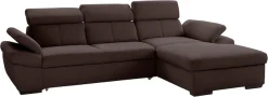 exxpo - sofa fashion Ecksofa »Salerno, inkl. Arm-& Kopfteilverstellung, bequem, Breite 280cm, L-Form« wahlweise mit Bettfunktion und Bettkasten, tolle Detailverarbeitung