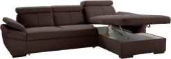 exxpo - sofa fashion Ecksofa »Salerno, inkl. Arm-& Kopfteilverstellung, bequem, Breite 280cm, L-Form« wahlweise mit Bettfunktion und Bettkasten, tolle Detailverarbeitung