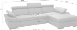 exxpo - sofa fashion Ecksofa »Salerno, inkl. Arm-& Kopfteilverstellung, bequem, Breite 280cm, L-Form« wahlweise mit Bettfunktion und Bettkasten, tolle Detailverarbeitung