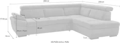 exxpo - sofa fashion Ecksofa »Salerno, Funktionssofa, hoher Sitzkomfort, Breite 268cm, L-Form« inkl. Kopf- und Armteilverstellung, wahlweise mit Bettfunktion