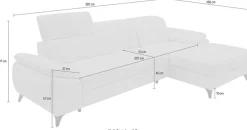 exxpo - sofa fashion Ecksofa »TAOS bequem, komfortabel durch Kopfteilverstellung, Breite 281cm« inkl. Bettfunktion und Bettkasten,toller Sitzkomfort, Steppung im Sitz