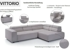exxpo - sofa fashion Ecksofa »VITTORIO mit Komfortfunktionen, bequem und modern, Cord, L-Form« inkl. Kopfteil- und Sitztiefenverstellung, wahlweise mit Bettfunktion